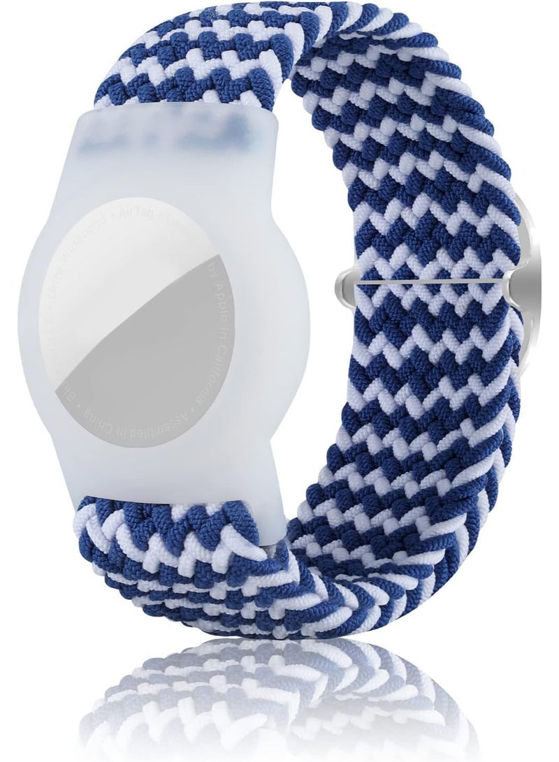 Ecosystem Kids AirTag Bracelet Children's Waterproof, Anti-Lost & Anti-Scratch Protection Airtag Bracelet for Kids, Nylon AirTags Case Holder Case Toddler (White Blue) - Image 1